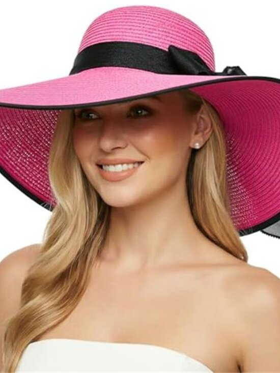 Women\'s Big Straw Wide Brim Summer Hat Floppy Foldable Roll up Hat main image 6